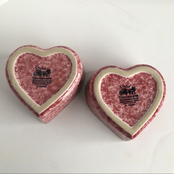 Coche Stoneware Heart Ramekins Pink White Spatter Portugal 2 Ceramic bakeware - Picture 9 of 15